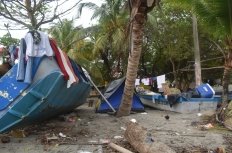 Migrants camp in Necoclí before crossing the Darién Gap