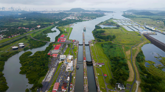 Aerial view of the Panama Canal