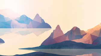 Geometric Coast Mountains and Sunset Background Panorama 