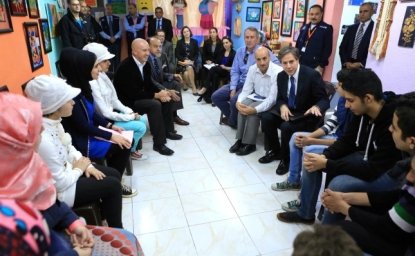 Deputy Secretary of State Antony Blinken visits a community center in Amman serving Jordan-based refugees to reinforce the U.S. commitment to support Syrian refugee communities.