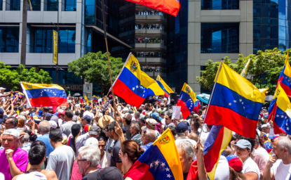 Protesters fill a Venezuelan street post-election