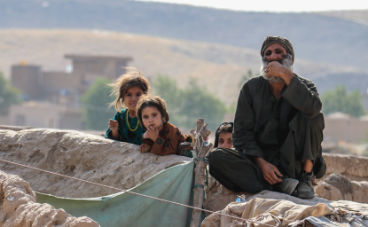 Kabul, Afghanistan, August 1 2021, refugee children after the collapse of the country in August 2021 by the Taliban in the North of the country