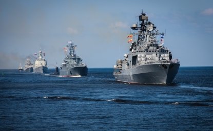 Five Russian nuclear warships in the sea.