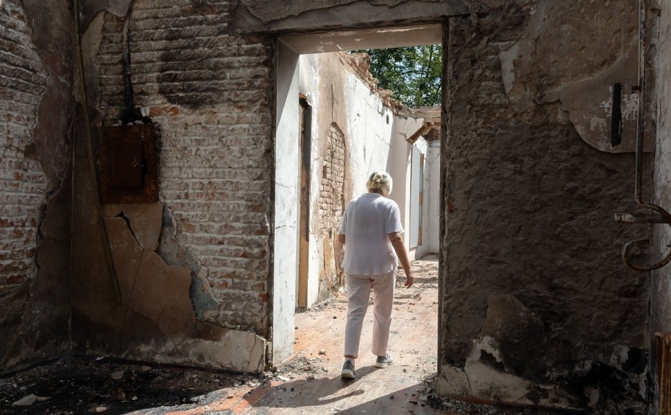  Completely destroyed building of the museum of Ukrainian philosopher Hryhoriy Skovoroda in Kharkiv
