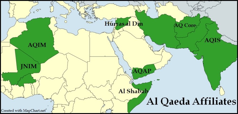 Map of Al Qaeda's Affiliates in 2023