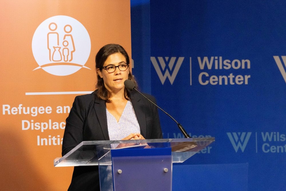 Dr. Elizabeth Campbell speaks during World Refugee Day event