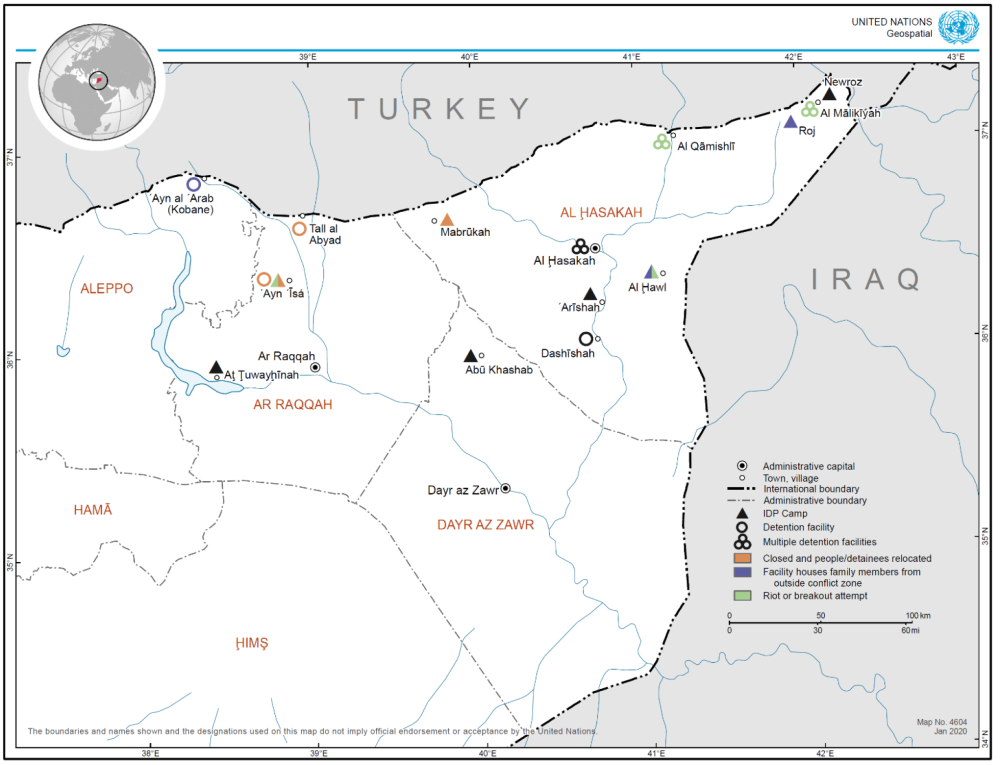U.N. map of camps in NE Syria