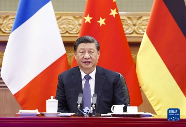 President Xi Jinping speaks to French and German leaders