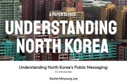 An image of the cover of the report, with a picture of a North Korean city and the title of the report.