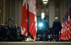 Biden Trudeau Walking Away Ottawa Visit