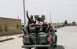 Kabul, Afghanistan Afghan security forces departing Kabul city as the Taliban take over in August 2021