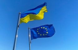 EU and Ukrainian Flags
