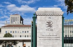 Outside the World Trade Organization in Geneva, Switzerland