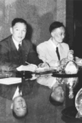 Chinese negotiators at the Sino-American Ambassadorial talks in Geneva in 1955.